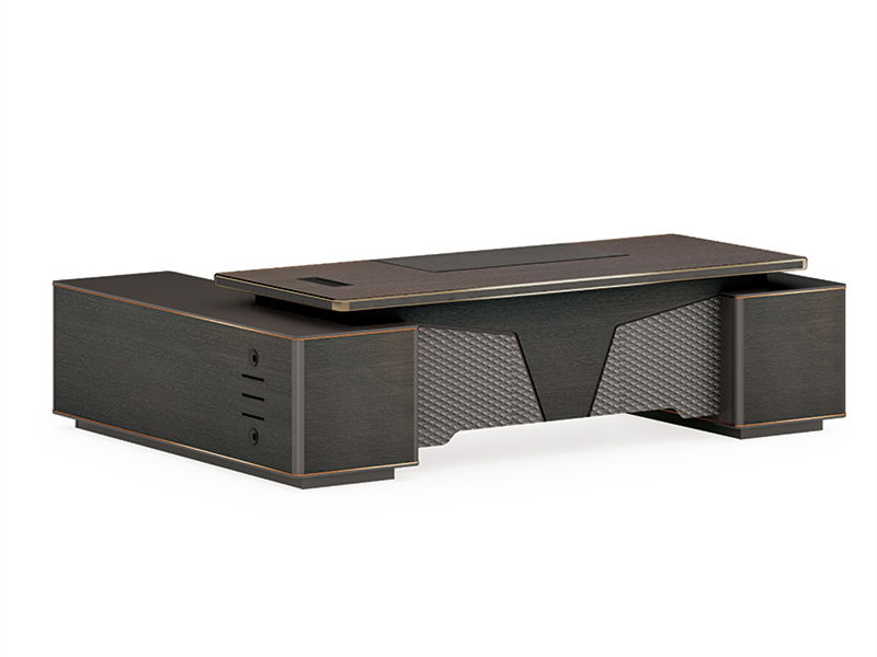 Dark Walnut Wood CEO Desk | Large L Shaped Executive Desk