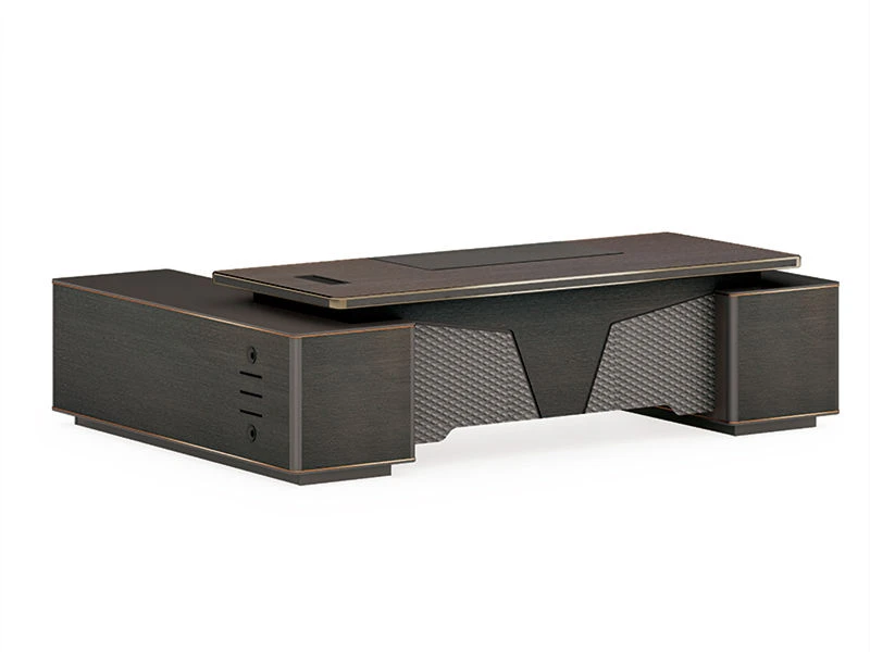 Dark Walnut Wood CEO Desk | Large L Shaped Executive Desk