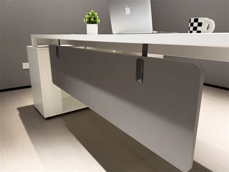 White Modern L-Shaped Executive Desk with Storage