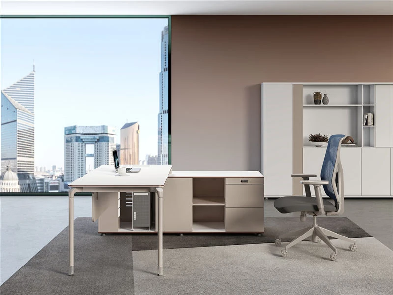 Minimalist Executive Computer Desk with Drawer & Side Cabinet
