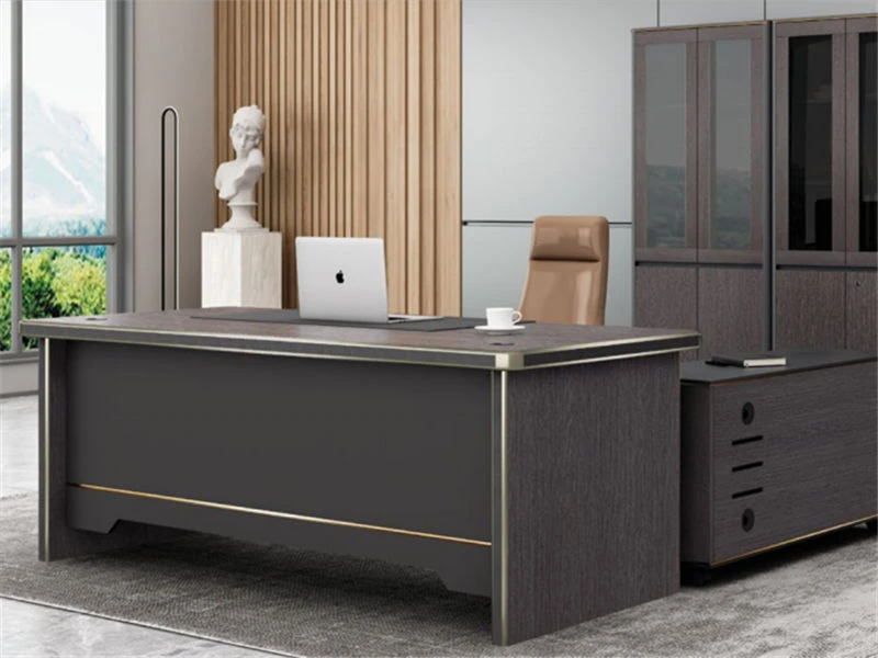 Executive Wooden Office Desk with Mobile Lateral File Cabinet
