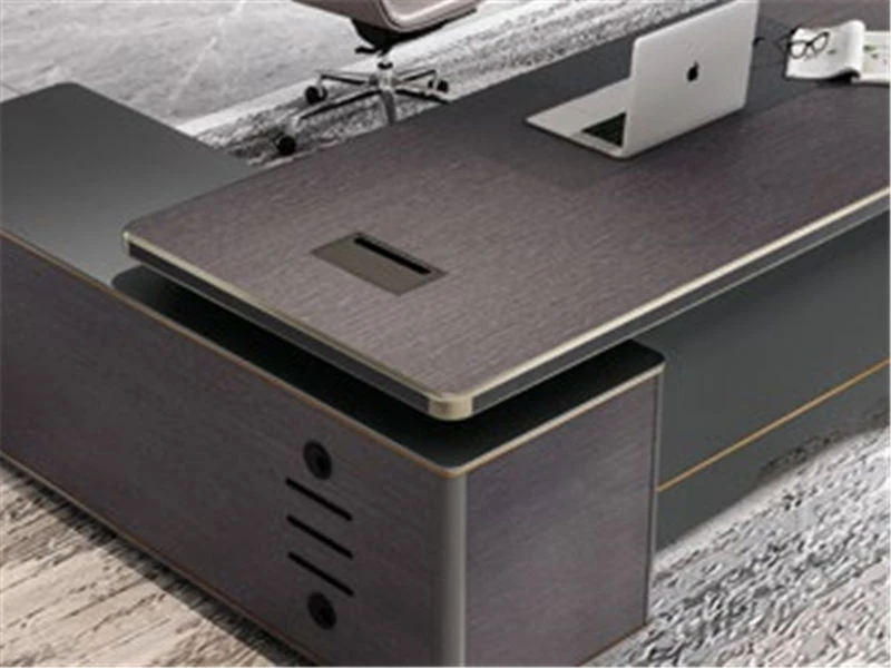 Dark Walnut Wood CEO Desk | Large L Shaped Executive Desk