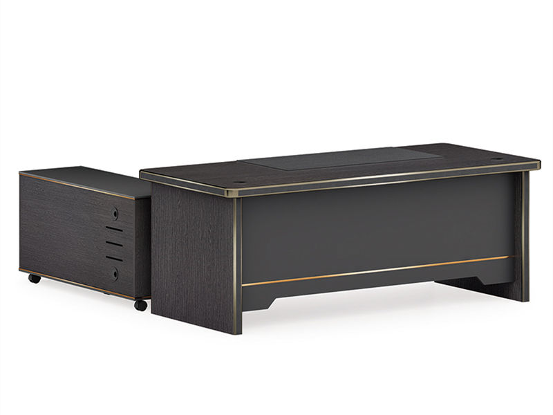 Executive Wooden Office Desk with Mobile Lateral File Cabinet