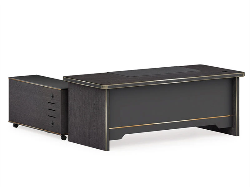 Executive Wooden Office Desk with Mobile Lateral File Cabinet