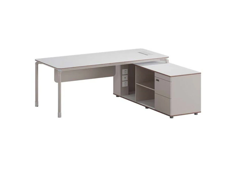 Minimalist Executive Computer Desk with Drawer & Side Cabinet