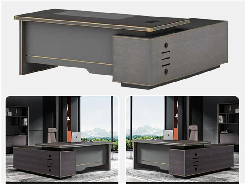Dark Walnut Wood CEO Desk | Large L Shaped Executive Desk