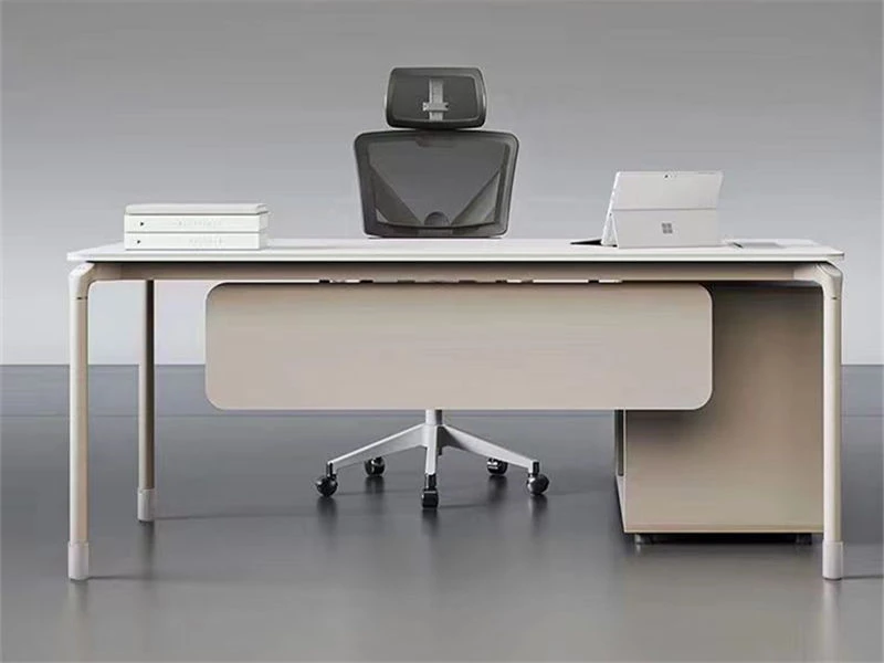 Minimalist Executive Computer Desk with Drawer & Side Cabinet