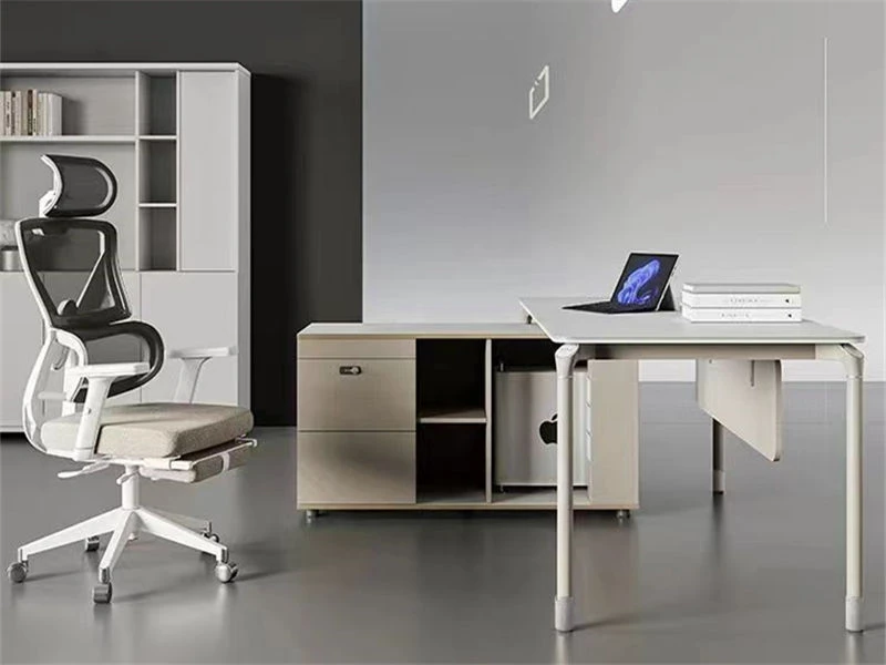 Minimalist Executive Computer Desk with Drawer & Side Cabinet