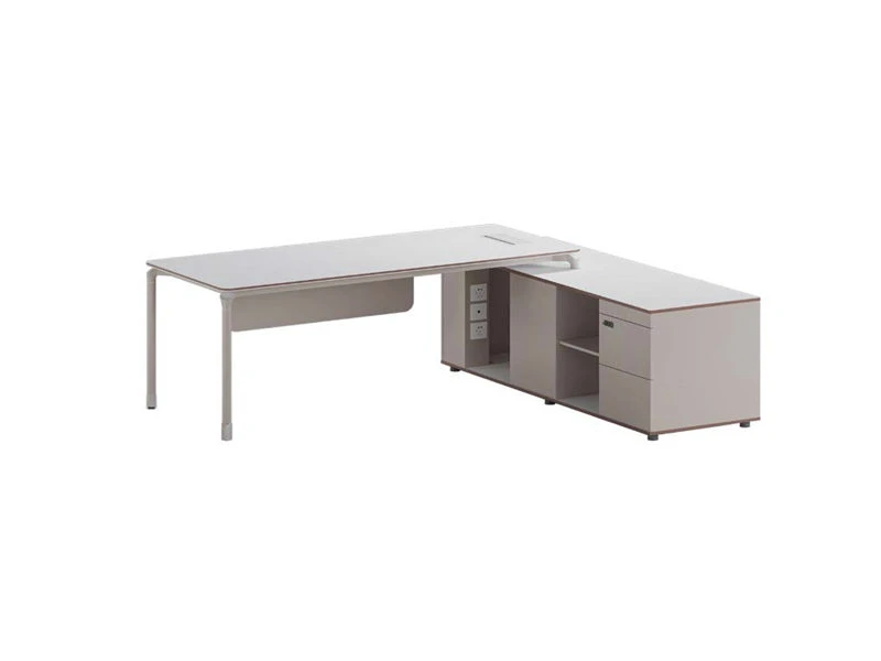 Minimalist Executive Computer Desk with Drawer & Side Cabinet
