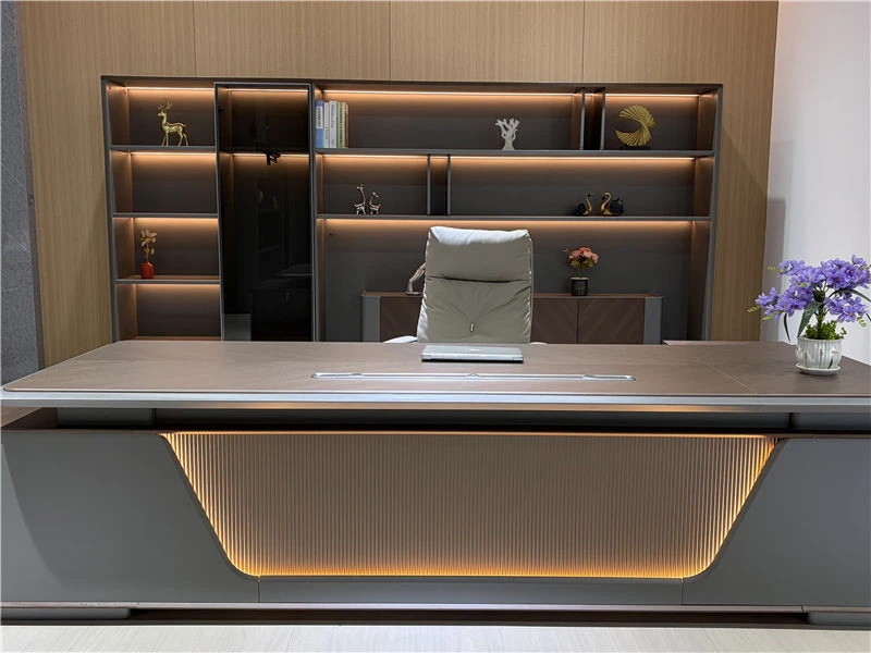 Large Contemporary Executive Office Desk | Big Desk with Drawers