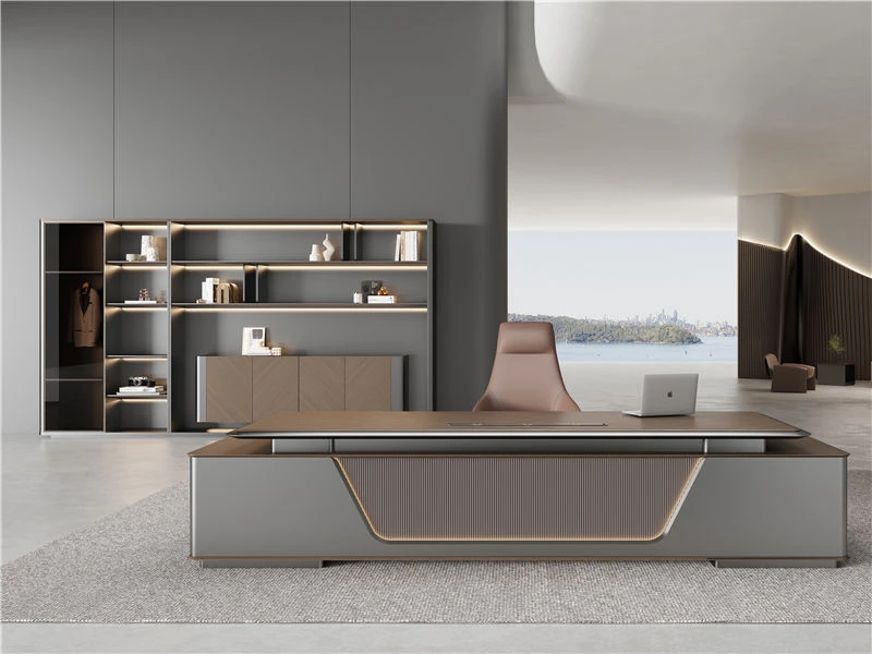 Large Contemporary Executive Office Desk | Big Desk with Drawers