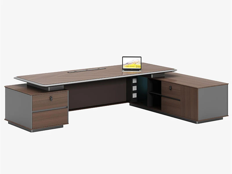Large Contemporary Executive Office Desk | Big Desk with Drawers