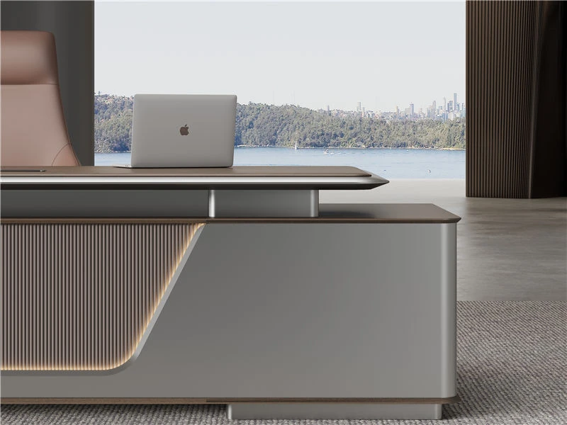 Large Contemporary Executive Office Desk | Big Desk with Drawers