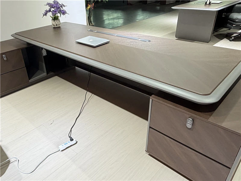 Large Contemporary Executive Office Desk | Big Desk with Drawers