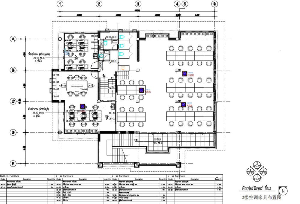 Office workstation and meeting room furniture floor plan in Thailand LINRAY Office Furniture Project for a Leading HR Company in Thailand
