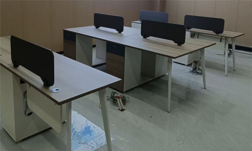Custom office workstation desks during on-site installation LINRAY Office Furniture Project for a Leading HR Company in Thailand