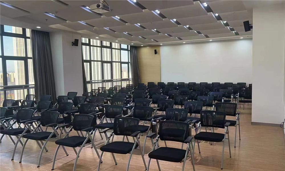 Black training chairs in a corporate training room LINRAY Office Furniture Project for a Leading HR Company in Thailand