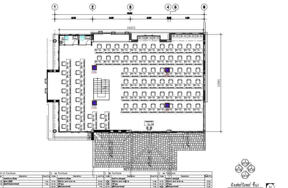 Large training room furniture layout for an HR company LINRAY Office Furniture Project for a Leading HR Company in Thailand