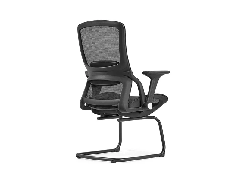Black Mesh Visitor Chair with Cantilever Base and Lumbar Support