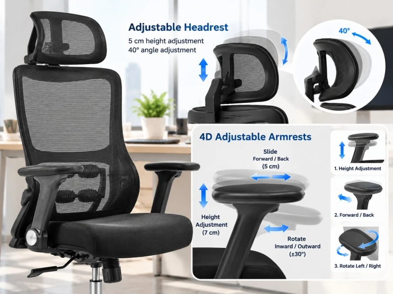 Adjustable Headrest and Armrests