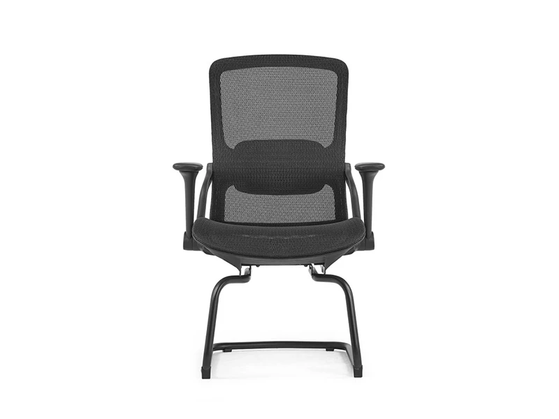Black Mesh Visitor Chair with Cantilever Base and Lumbar Support