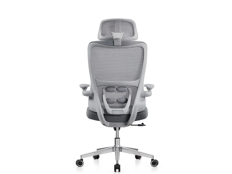 Gray Ergonomic Mesh Office Chair with Adjustable Headrest and Lumbar Support