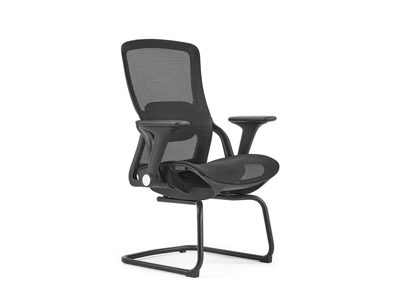 Black Mesh Visitor Chair with Cantilever Base and Lumbar Support