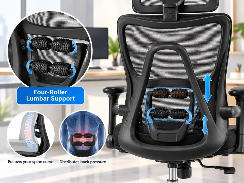 Four-Roller Lumbar Support