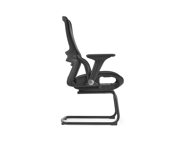 Black Mesh Visitor Chair with Cantilever Base and Lumbar Support