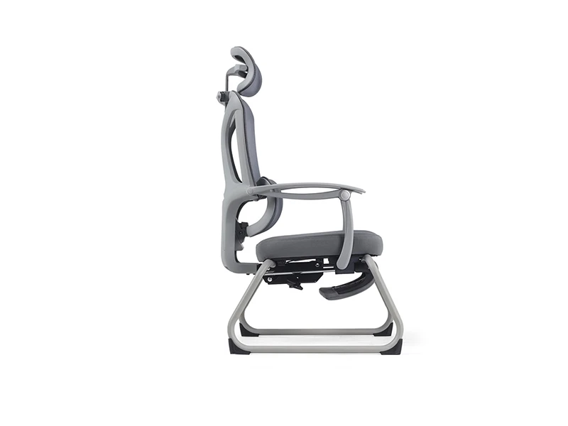 Gray Ergonomic Mesh Office Visitor Chair  Cantilever Guest Chair with Footrest