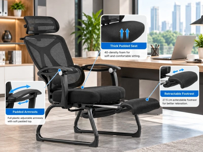 Padded Seat and Retractable Footrest