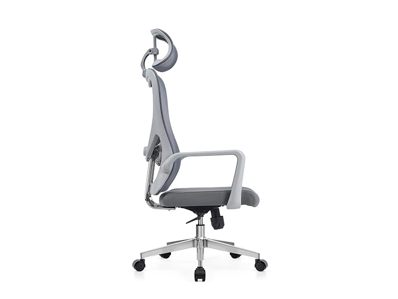 Gray Ergonomic Mesh Office Chair with Adjustable Headrest