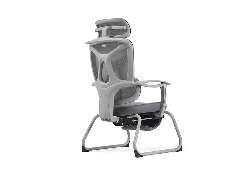 Gray Ergonomic Mesh Office Visitor Chair  Cantilever Guest Chair with Footrest