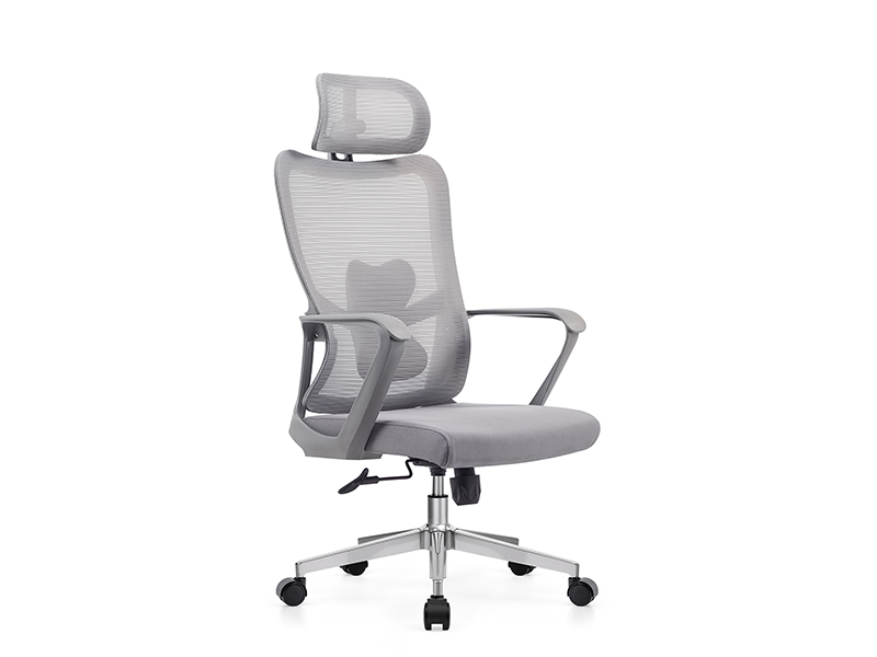 Gray Mesh Office Chair with Adjustable Headrest LR-2801A