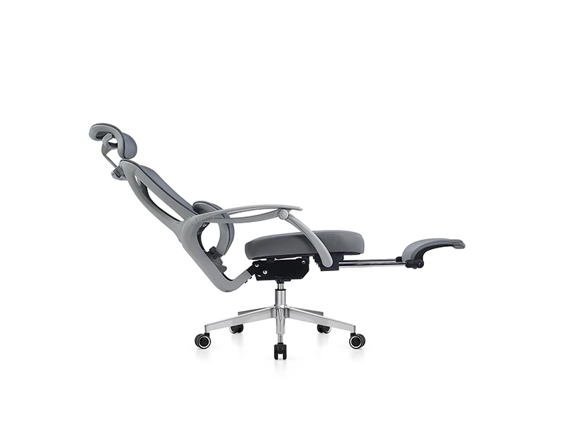 Gray Full Mesh Ergonomic Reclining Office Chair with Footrest