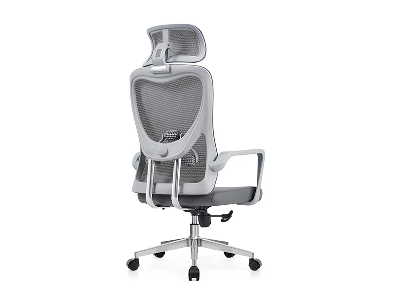 Gray Ergonomic Mesh Office Chair with Adjustable Headrest