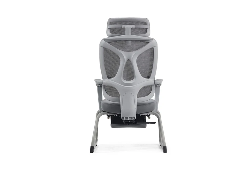Gray Ergonomic Mesh Office Visitor Chair  Cantilever Guest Chair with Footrest