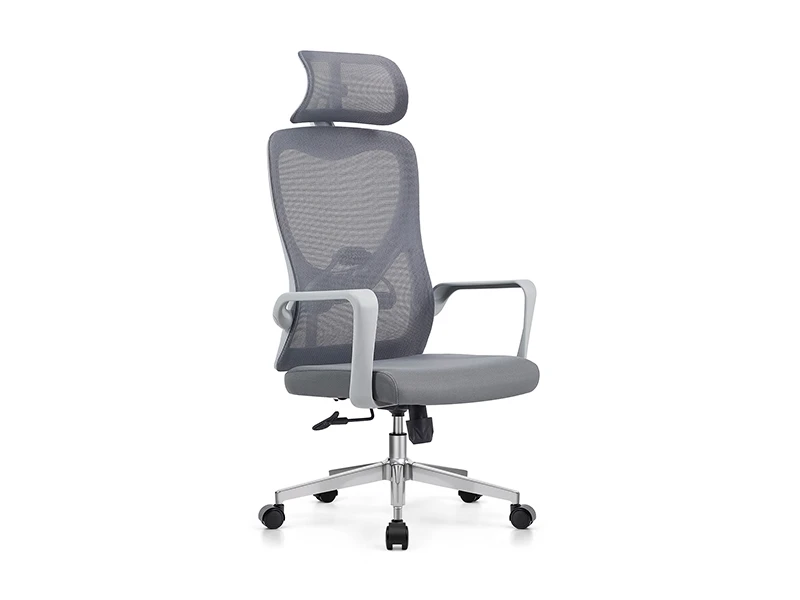 Gray Ergonomic Mesh Office Chair with Adjustable Headrest