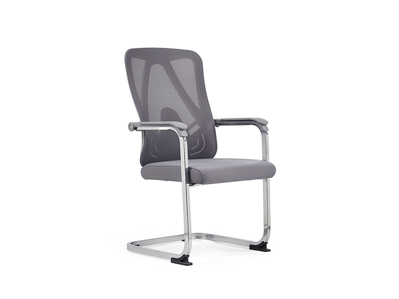 Gray Mesh Office Visitor Chair with Cantilever Metal Frame