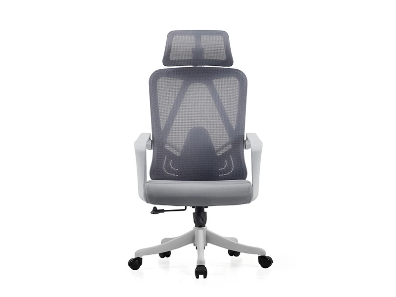 Gray High Back Ergonomic Mesh Office Chair with Adjustable Headrest