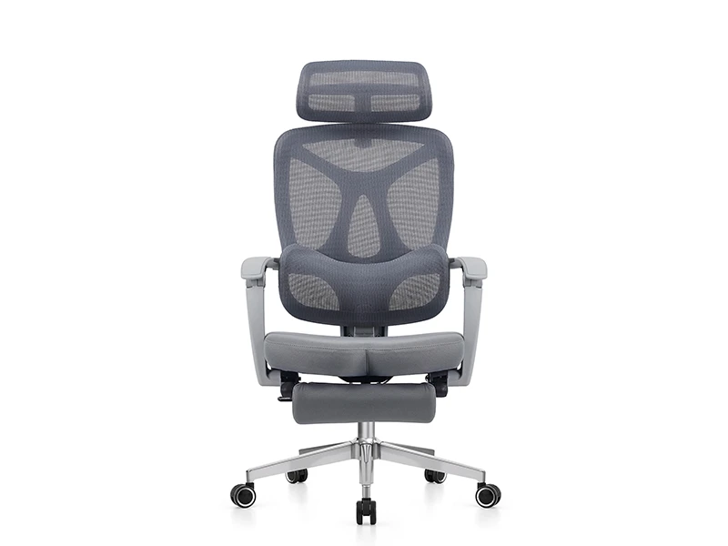 FR-2178A Gray Ergonomic Reclining Office Chair with Adjustable Footrest