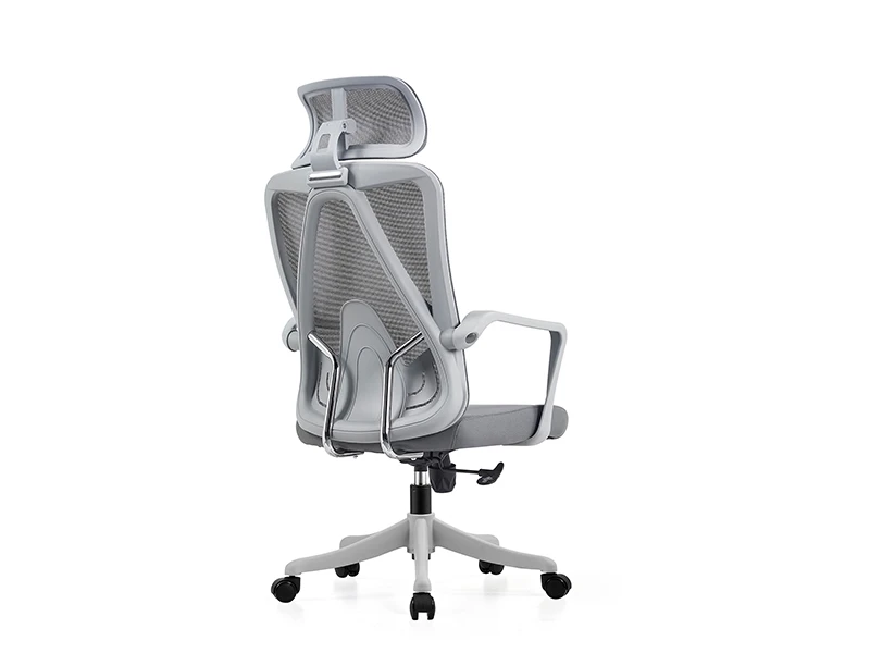 Gray High Back Ergonomic Mesh Office Chair with Adjustable Headrest