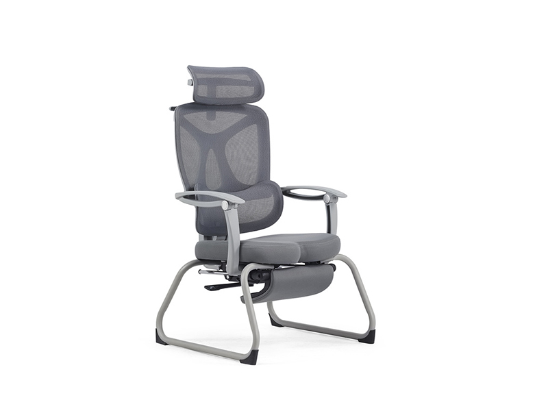 Gray Ergonomic Mesh Office Visitor Chair | Cantilever Guest Chair with Footrest