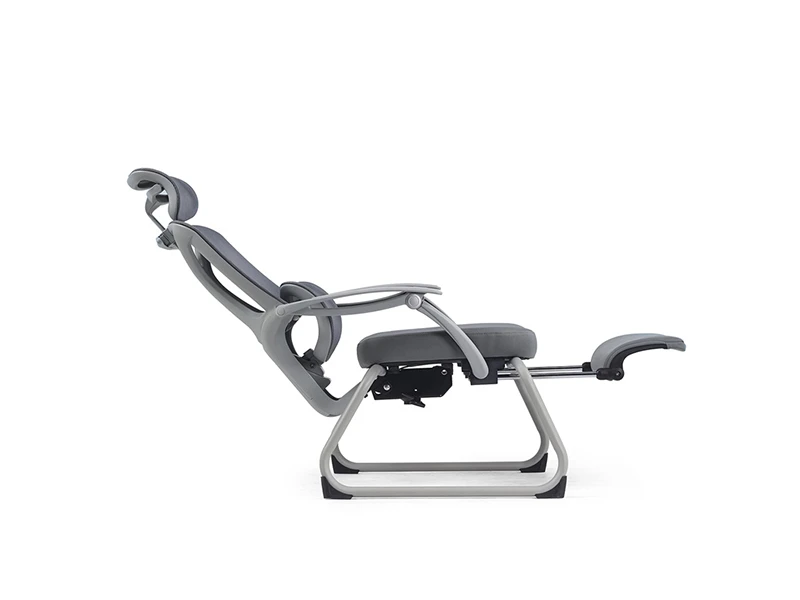 Gray Ergonomic Mesh Office Visitor Chair  Cantilever Guest Chair with Footrest