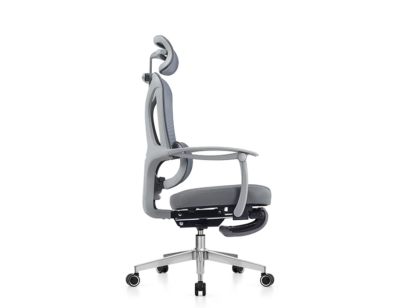 Gray Full Mesh Ergonomic Reclining Office Chair with Footrest