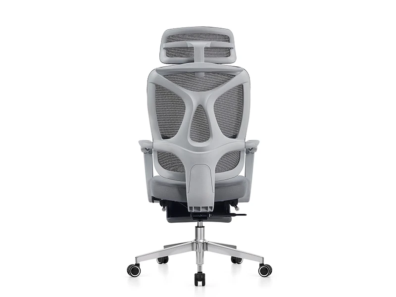 FR-2178A Gray Ergonomic Reclining Office Chair with Adjustable Footrest