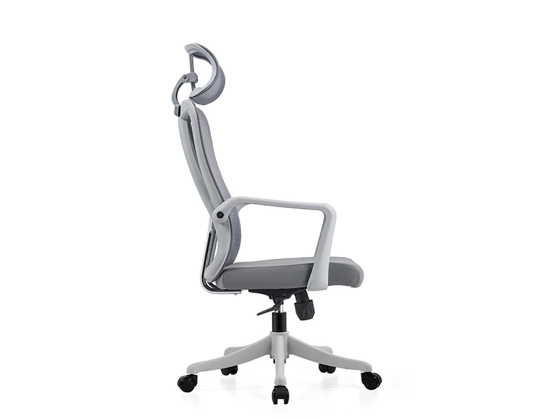 Gray High Back Ergonomic Mesh Office Chair with Adjustable Headrest