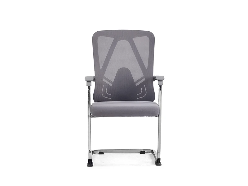 Gray Mesh Office Visitor Chair with Cantilever Metal Frame