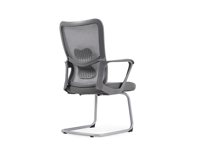 Gray Mesh Office Visitor Chair with Cantilever Frame