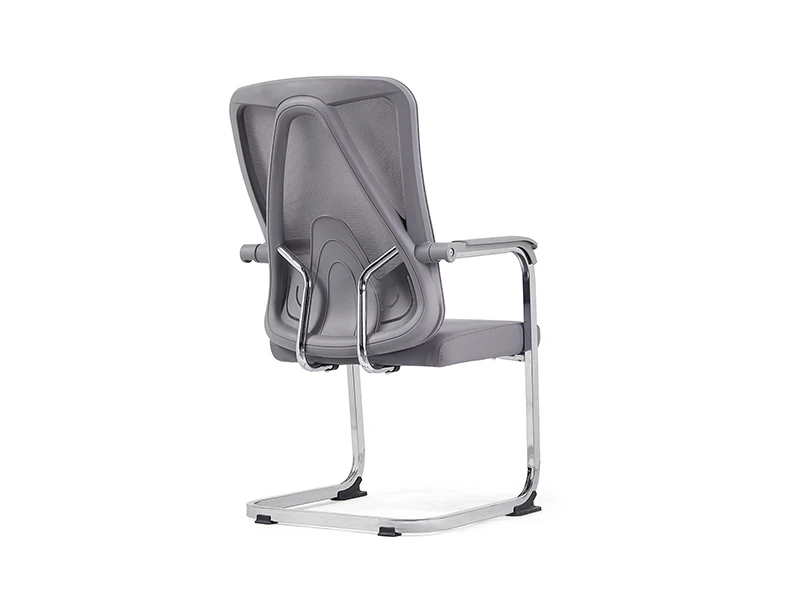 Gray Mesh Office Visitor Chair with Cantilever Metal Frame